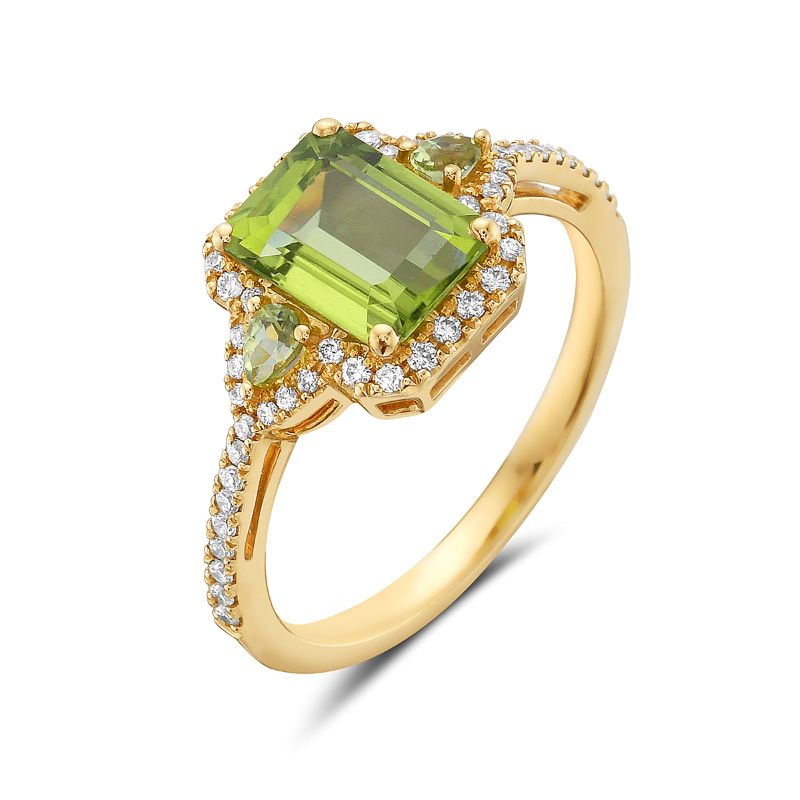 Elegant Peridot And Diamond Gemstone Ring