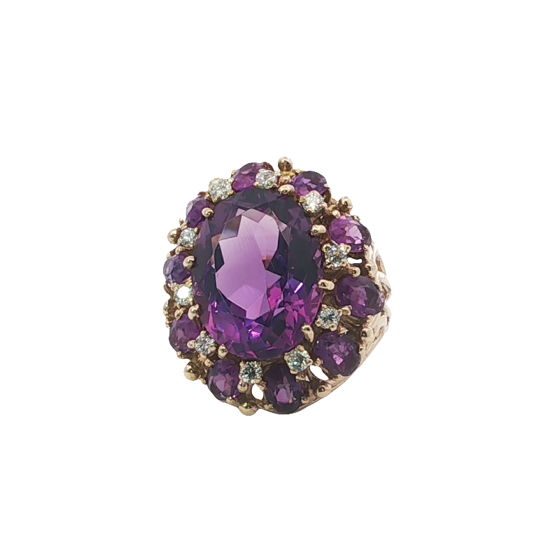 Stunning Amethyst And Diamond Cocktail Ring