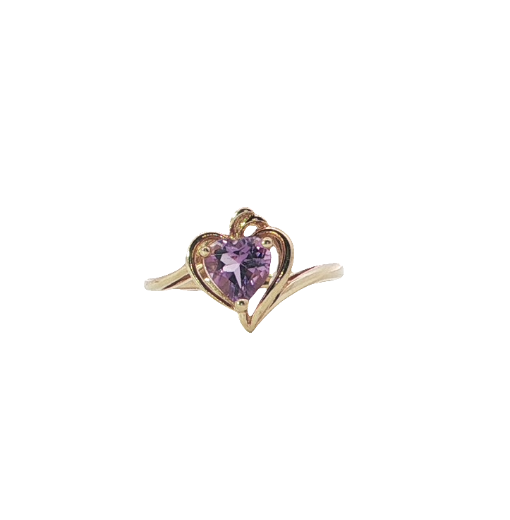 Beautiful Heart-cut Purple Amethyst Ring