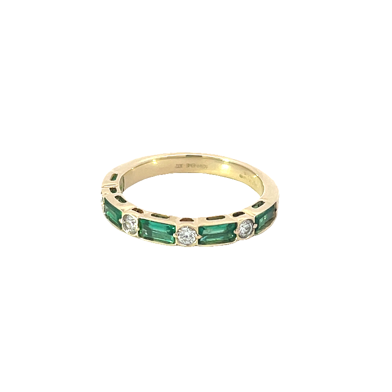 Yellow Gold Alternating Baguette Emerald Eternity Ring