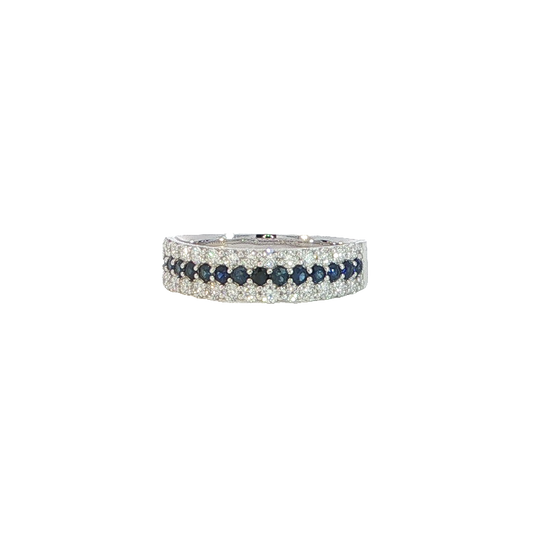 Stunning Blue Sapphire Three-row Band Ring