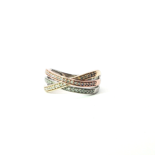 Elegant Diamond Criss-cross Stackable Ring