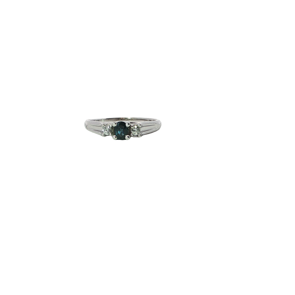Elegant Deep Blue Sapphire Multistone Ring In White Gold