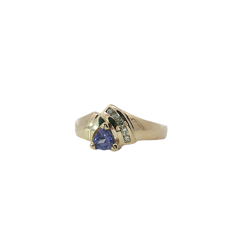 Elegant Trillion Tanzanite Asymmetrical Ring