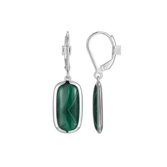 White 14karat/silver Malachite Earrings