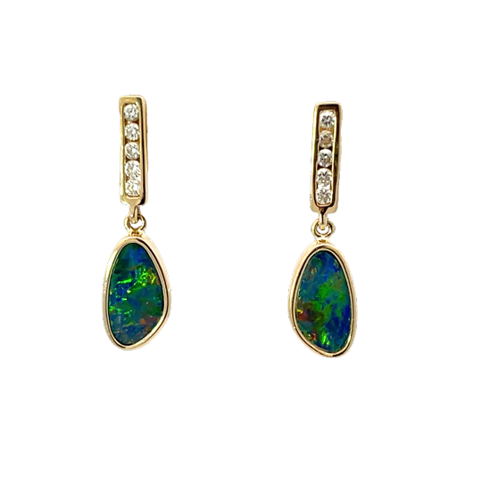 Elegant Opal Doublet Drop Earrings