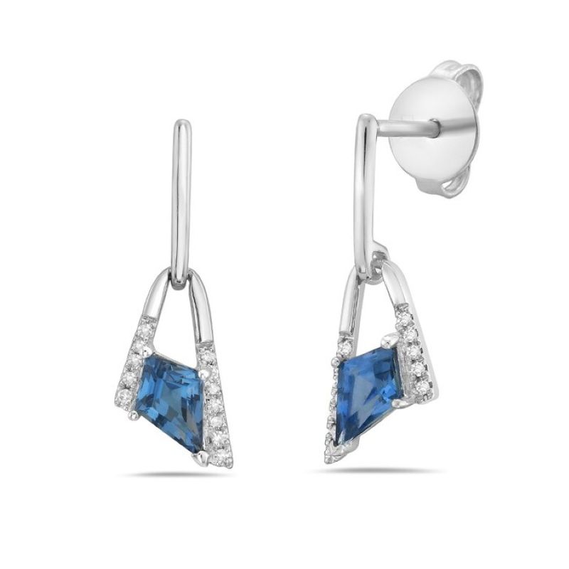 Stunning Blue Topaz And Diamond Earrings