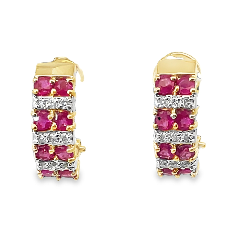 Gorgeous Ruby And Diamond Hoop Earrings