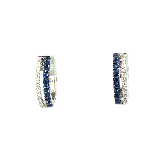 Stunning Diamond And Sapphire Hoop Earrings