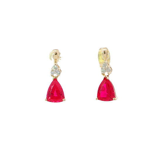 Elegant Created Ruby Dangle Earrings