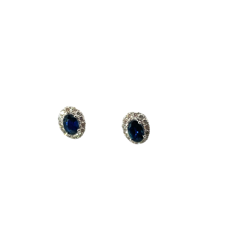 Stunning Sapphire And Diamond Stud Earrings