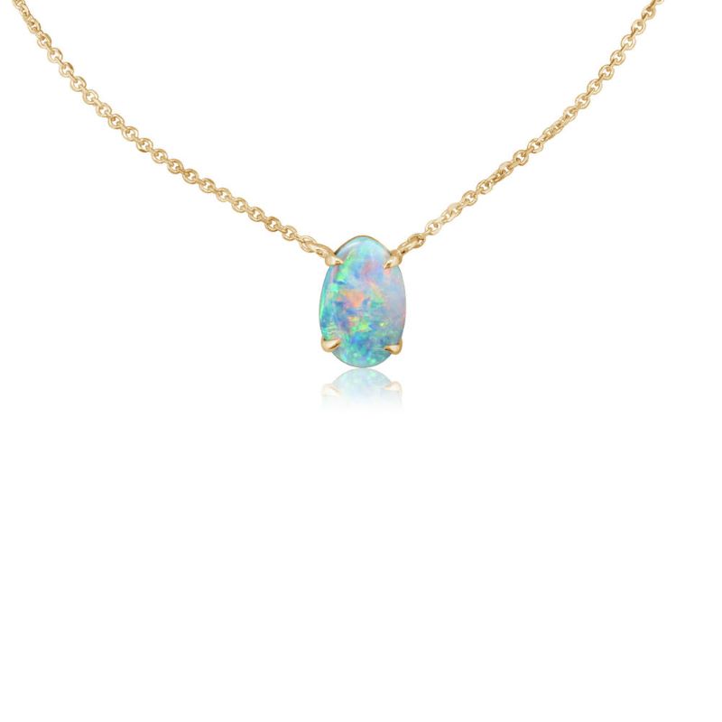 Lady's Yellow 14 Karat Opal Doublet Pendants