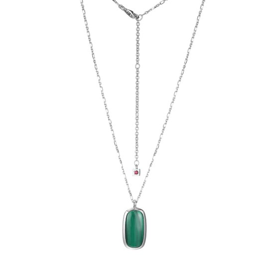 Lady's White 14karat/silver Malachite Pendant
