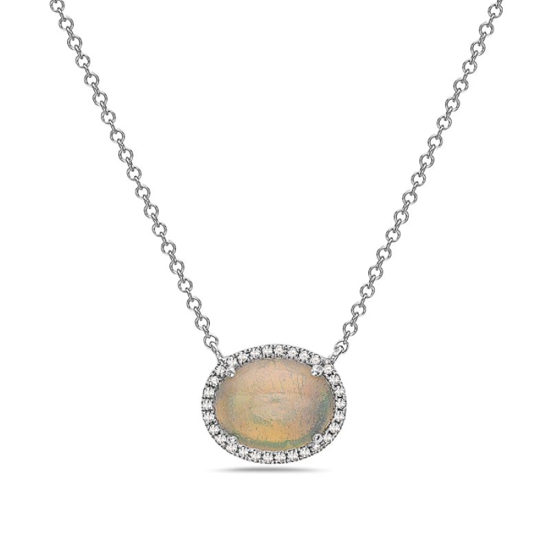 Diamond And Opal Necklace