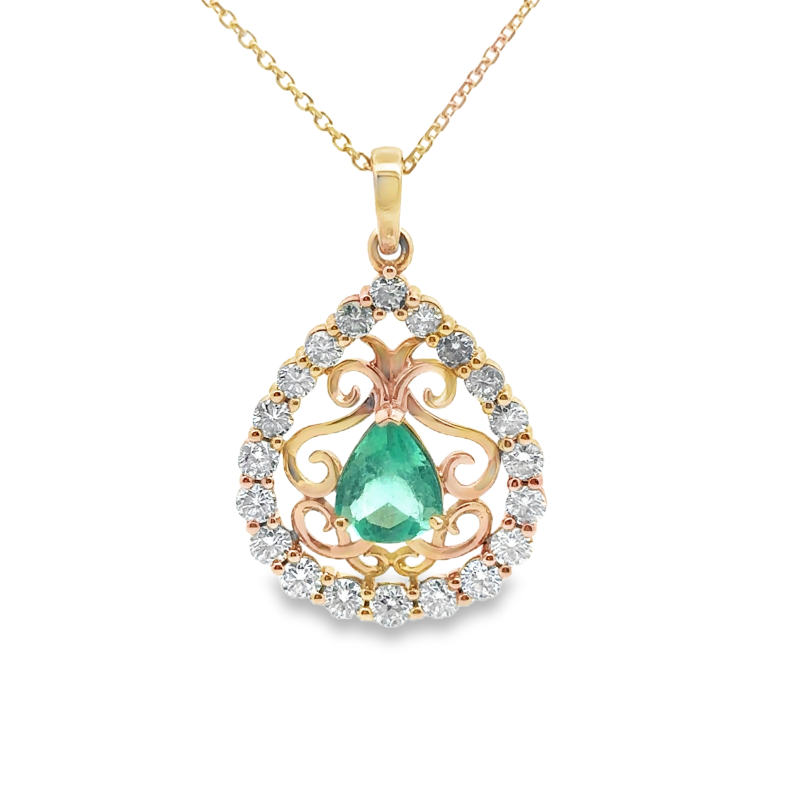 Elegant Emerald And Diamond Pendant Necklace