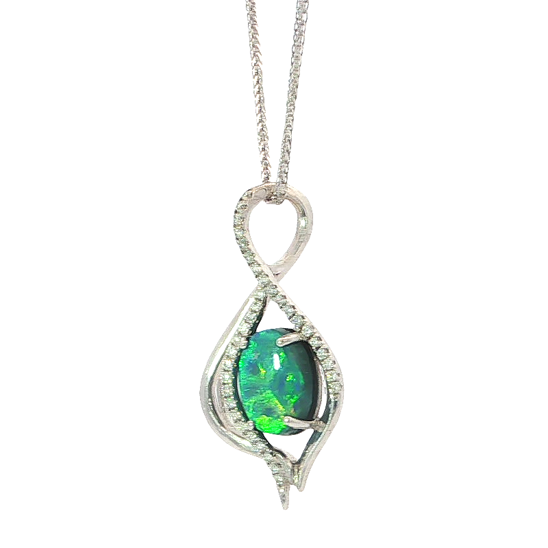 Elegant Opal Pendant With Diamond Accents