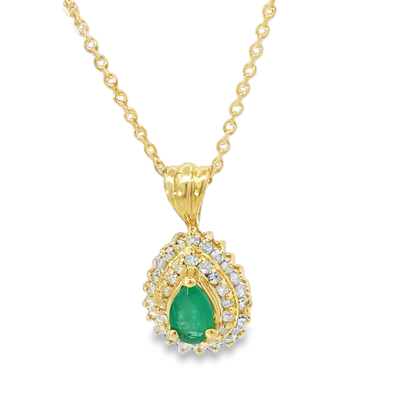 Elegant Emerald And Diamond Pendant Necklace