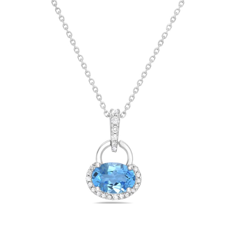 Elegant Blue Topaz And Diamond Pendant