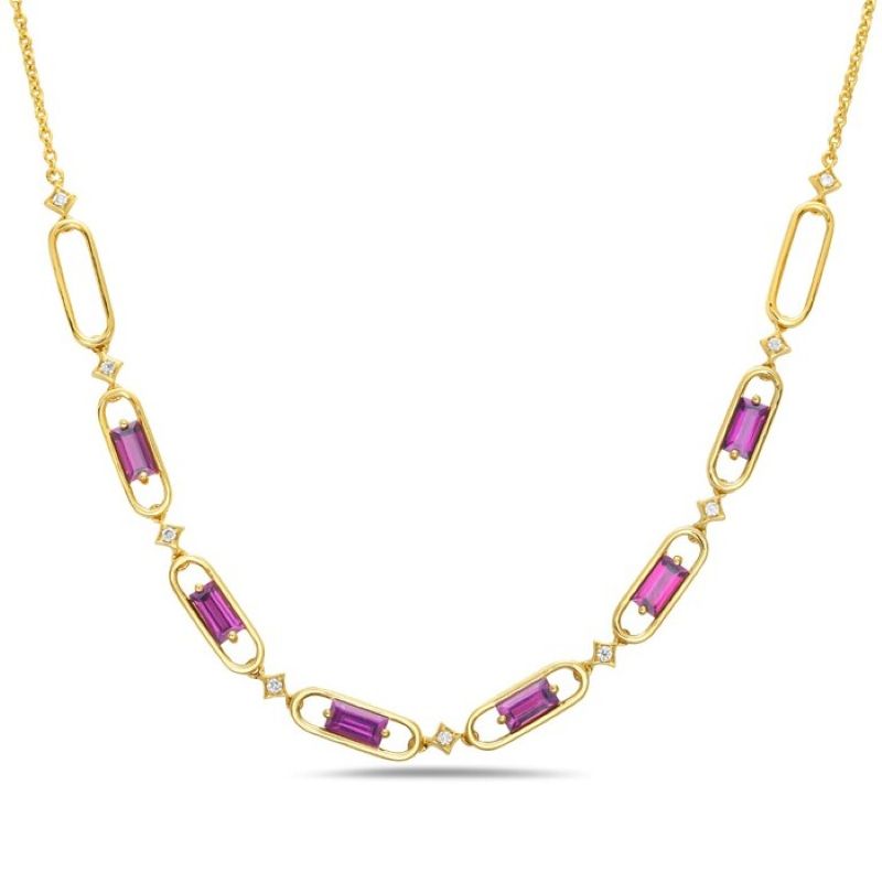 Gorgeous Rhodolite Garnet And Diamond Necklace