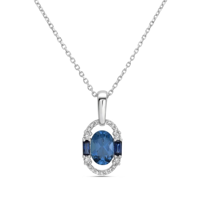Stunning Blue Topaz And Sapphire Pendant
