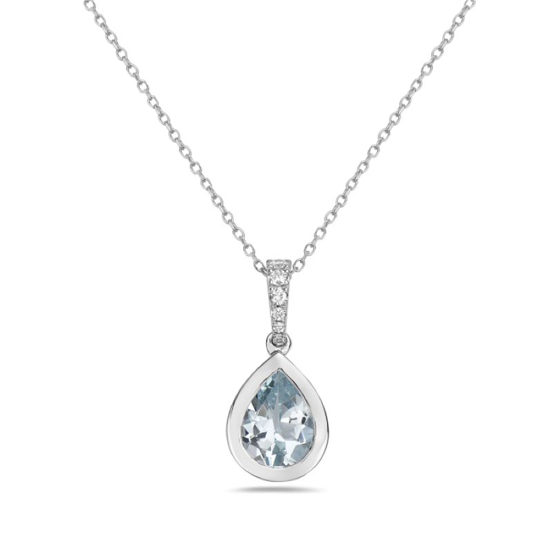 Elegant Teardrop Aquamarien Pendant Necklace