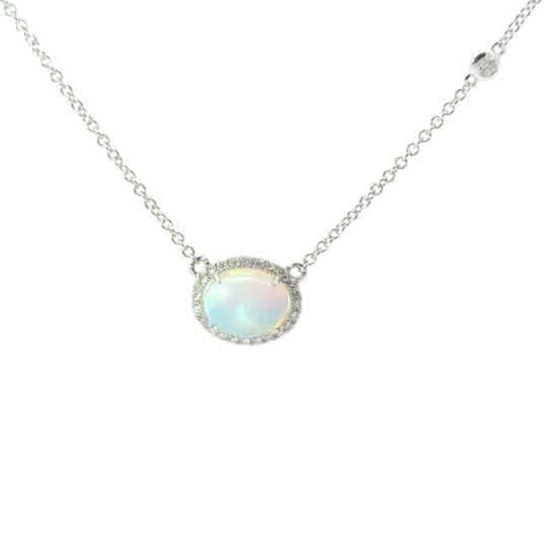 Elegant Opal And Diamond Pendant