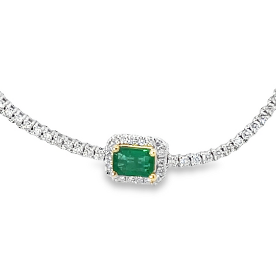 Emerald And Diamond White Gold Necklace