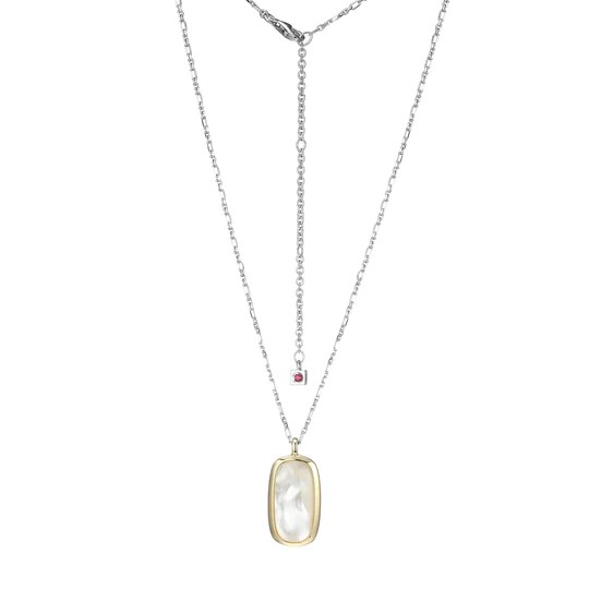Silver Charm Necklace With Cabochon Pearl Pendant