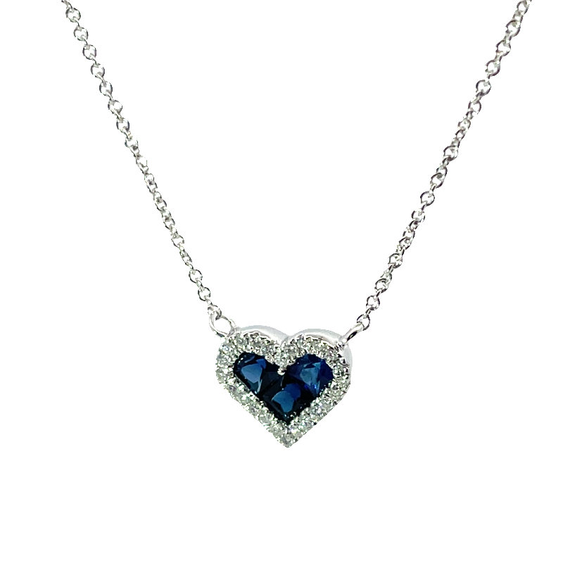 Stunning Diamond And Sapphire Heart Necklace
