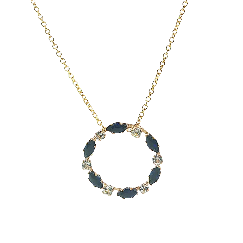 Elegant Yellow Gold Pendant With Blue And White Stones