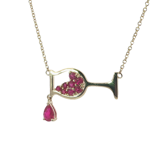 Unique Pear-cut Ruby Wine Glass Pendant