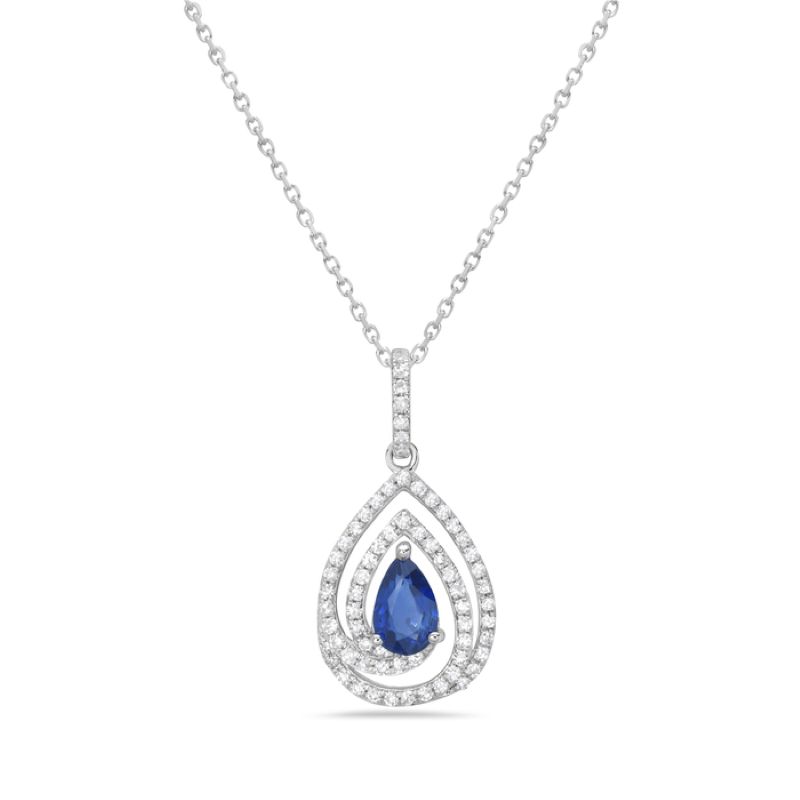 Elegant Sapphire And Diamond Pear Pendant
