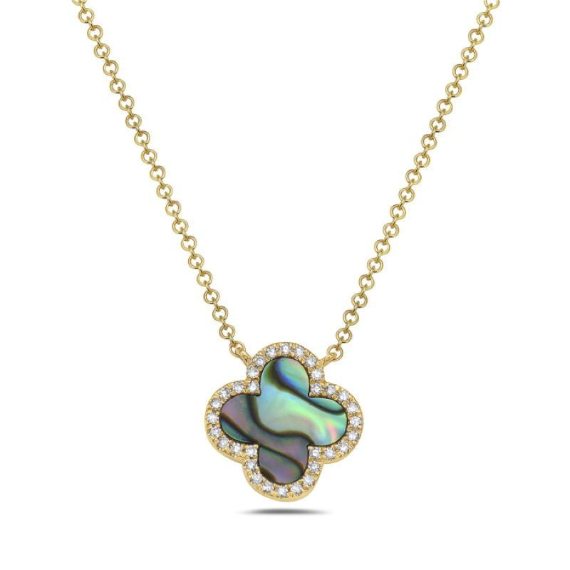 Elegant Abalone In Gold Clover Pendant