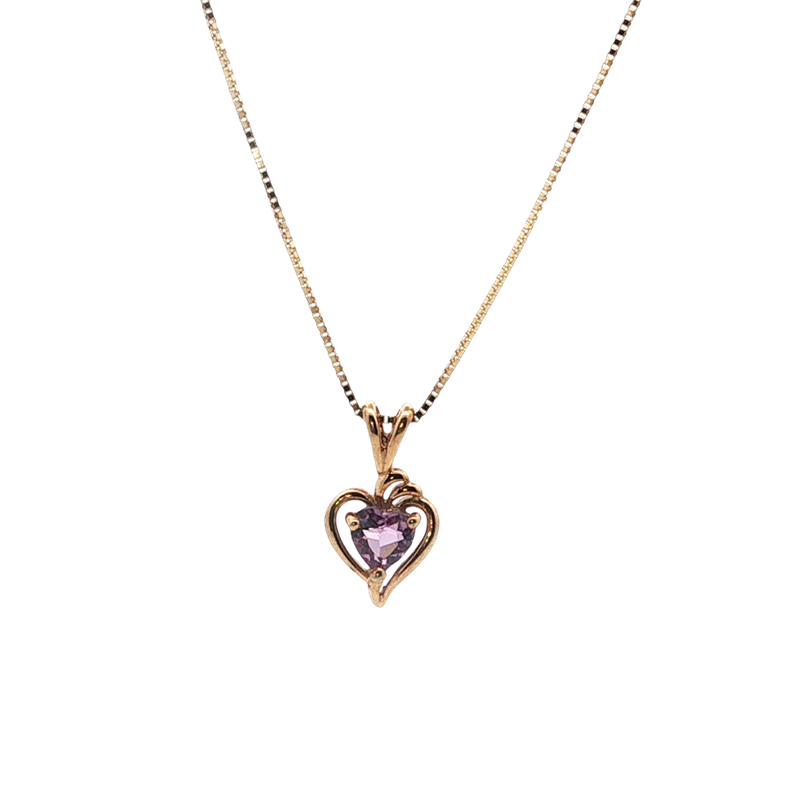 Elegant Yellow Gold Heart Amethyst Charm