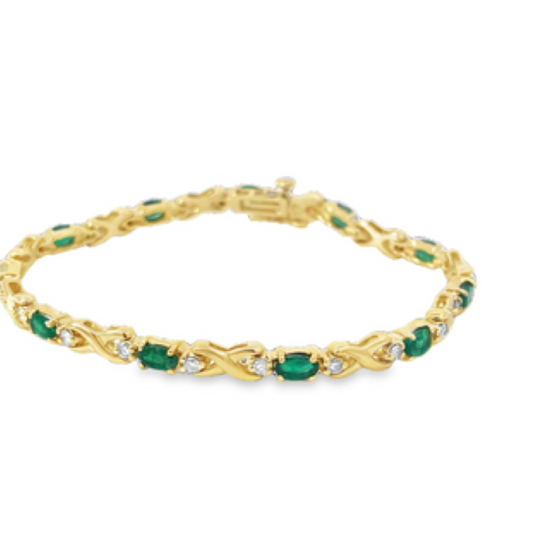Diamond And Emerald Bracelet