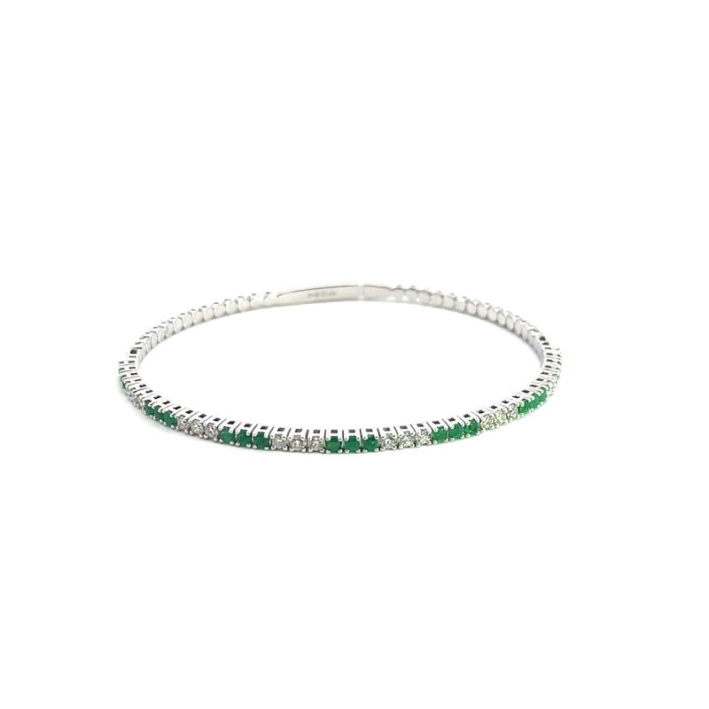 Exquisite Diamond And Emerald Bangle