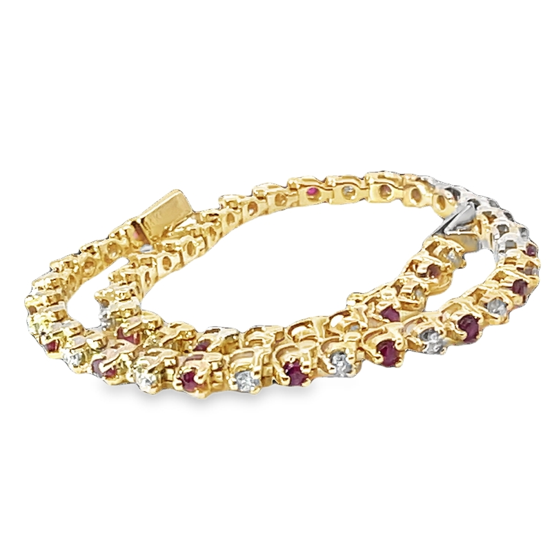 Elegant Diamond And Ruby Tennis Bracelet
