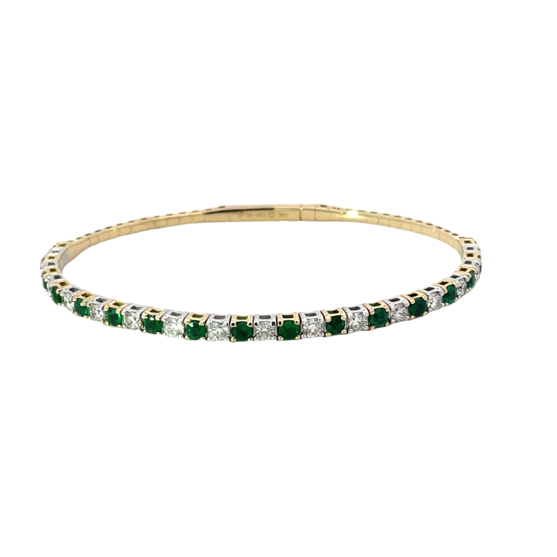 Elegent Diamond And Emerald Bracelet