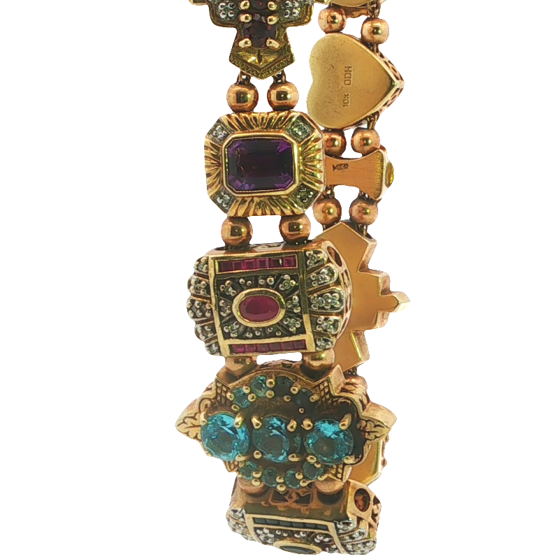 Elegant Gold Slide Bracelet With Genuine Stones