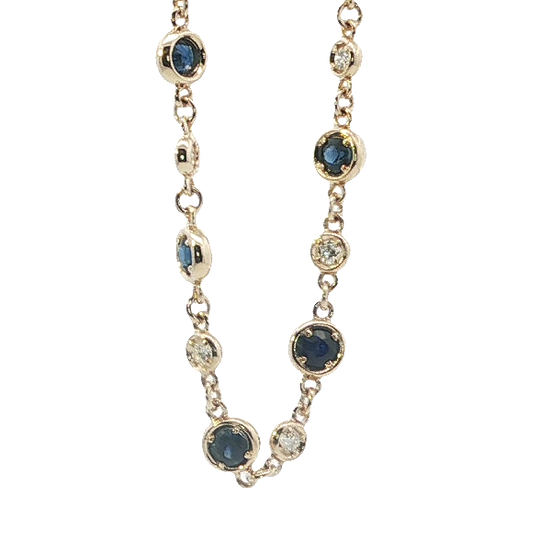 Stunning Sapphire And Diamond Bezel-set Bracelet