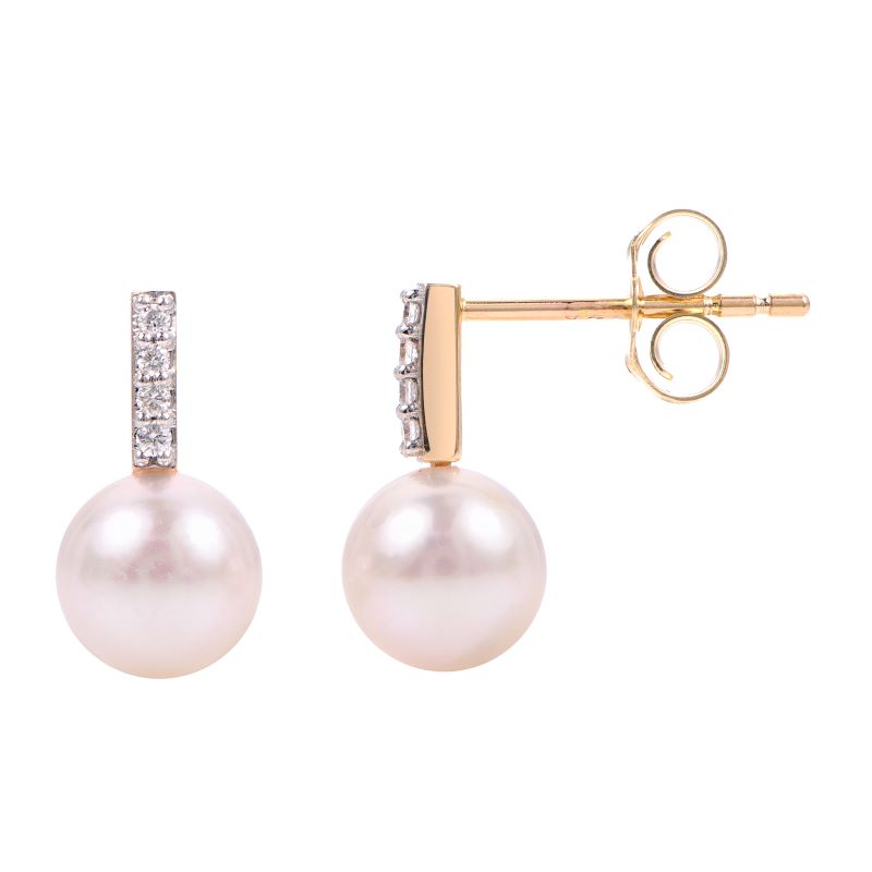 Dazzling Akoya Pearl And Diamond Earrings