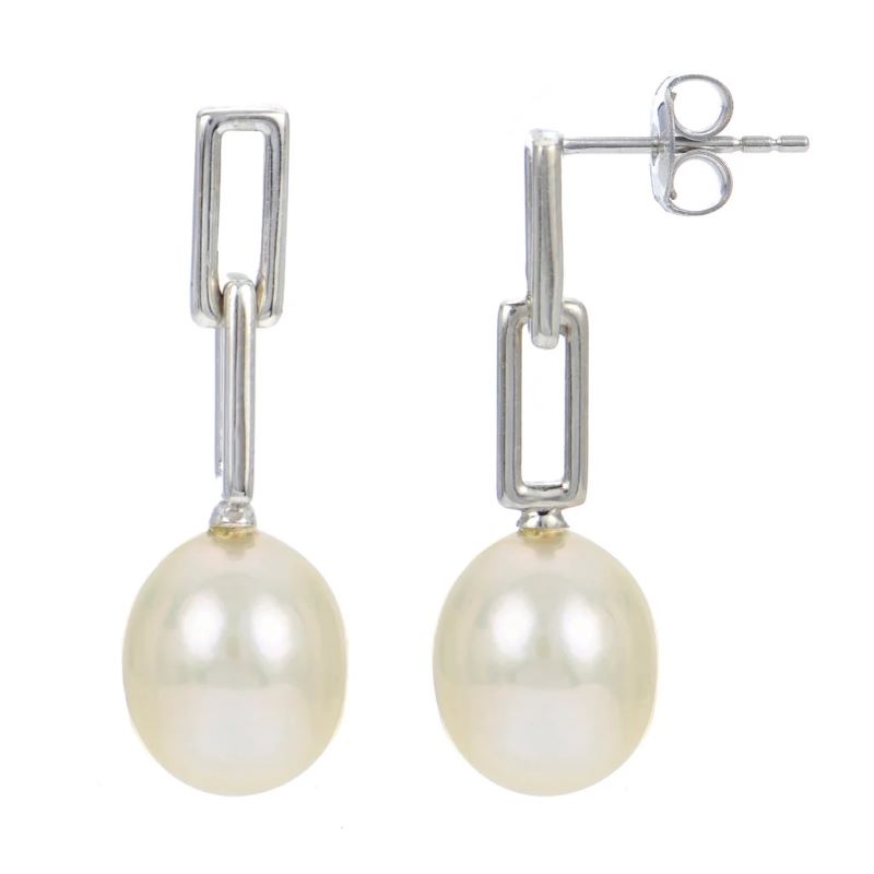 Modern Pearl Drop Earrings