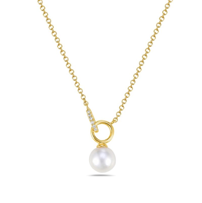 Elegant Pearl And Diamond Pendant Necklace