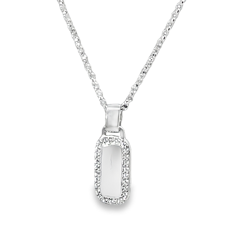 Elegant Silver Charm Necklace With Round Cut Cubic Zirconias