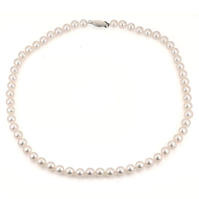 Lady's White 14 Karat High Luster Strand Length 18 With 7.00-7.50mm Round Pearls