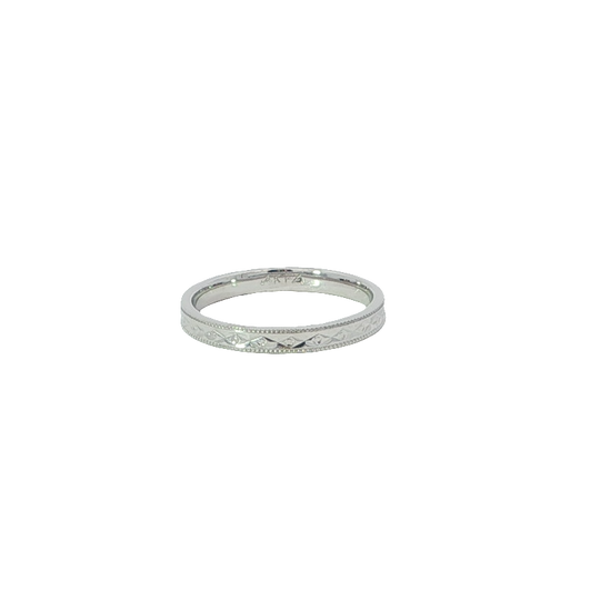 Elegant White Gold Finish Silver Band Ring
