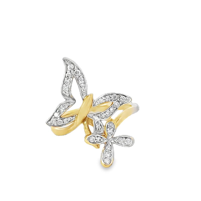 Elegant Butterfly And Flower Ring