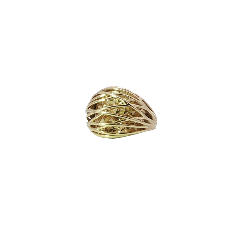 Elegant Yellow Gold Woven Wire Dome Cocktail Ring