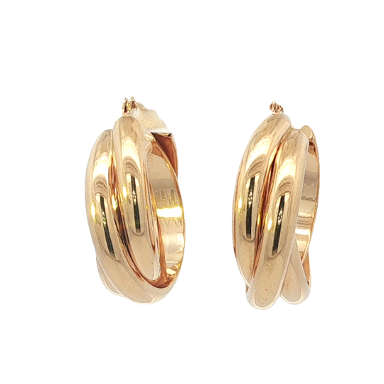 Elegant Triple Band Gold Hoop Earrings