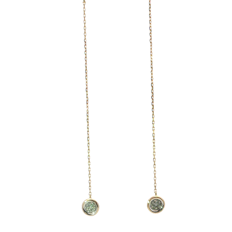 Lady's Yellow 14 Karat Dangle Earrings With Cubic Zirconia's